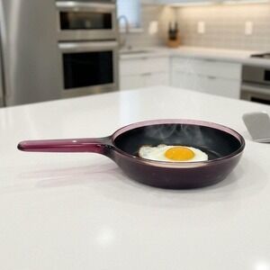 Vintage 1990s Corning Visions Cranberry 7" Non-Stick Glass Skillet Saucepan
